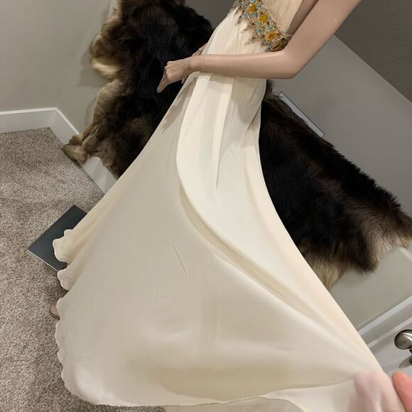 New Sexy V-Neck & Cross Back Beaded Halter Evening Dress - Picture 12 of 16